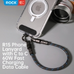 ROCK R15 Bilek Askılı Şarj Kablosu Siyah - Type-C to Type-C - 60W - 30 cm resmi