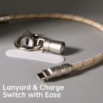 ROCK R15 Bilek Askılı Şarj Kablosu Bej - Type-C to Type-C - 60W - 30 cm resmi