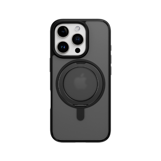 Rock Iphone 16 Pro Siyah Soft Rotating MagSafe Stantlı Kılıf resmi