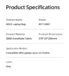 Rock Su Geçirmez Kumaş 14.9 ınc Uyumlu Laptop Notebook El Çantası Gri resmi